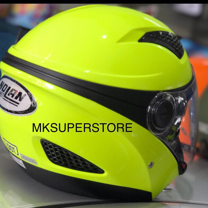ZEUS 610 Z YELLOW FLUO HIJAU STABILO NOLAN HELM DOUBLE VISOR M L XXL