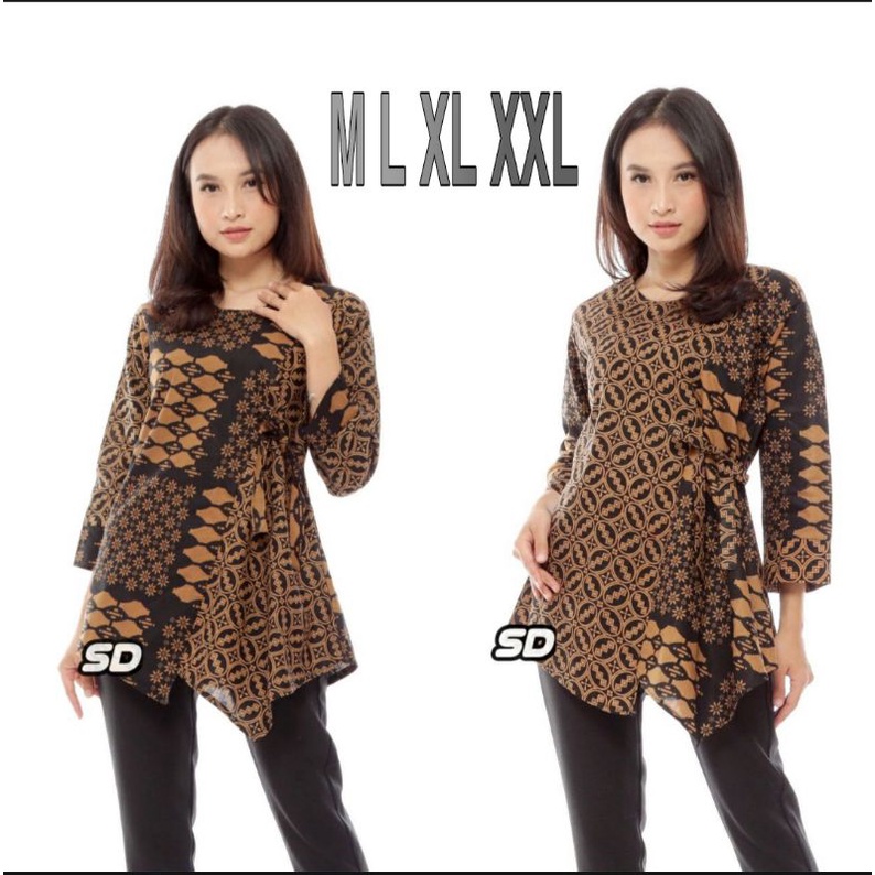 Batik wanita ASJ SA HRB026 Kenongo Kemeja Tosca Pendek Batik Fashion Baju Wanita