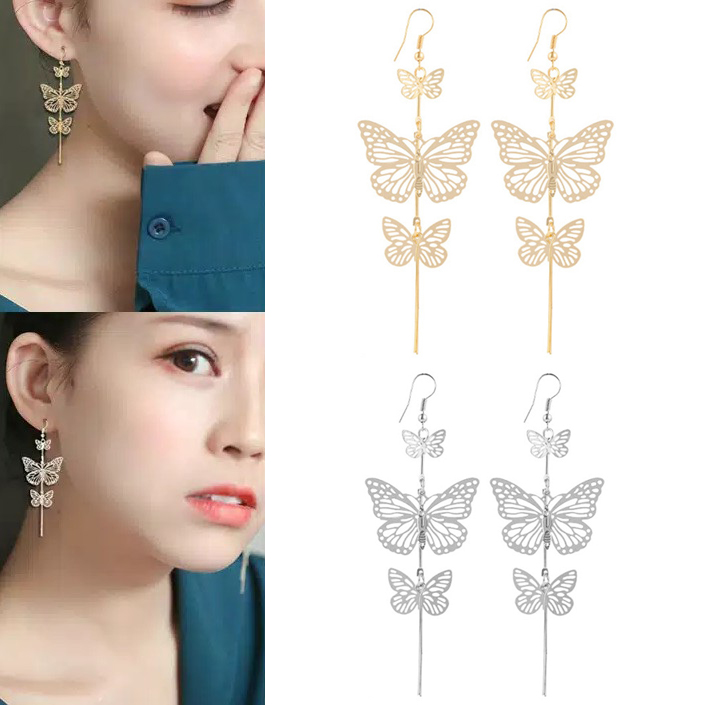 Anting Wanita Kupu-kupu Gold &amp; Silver Women Earrings Butterfly