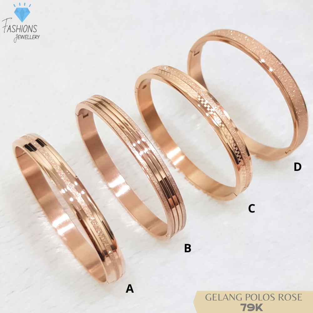 Gelang tangan polos Titanium rose gold ukuran besar