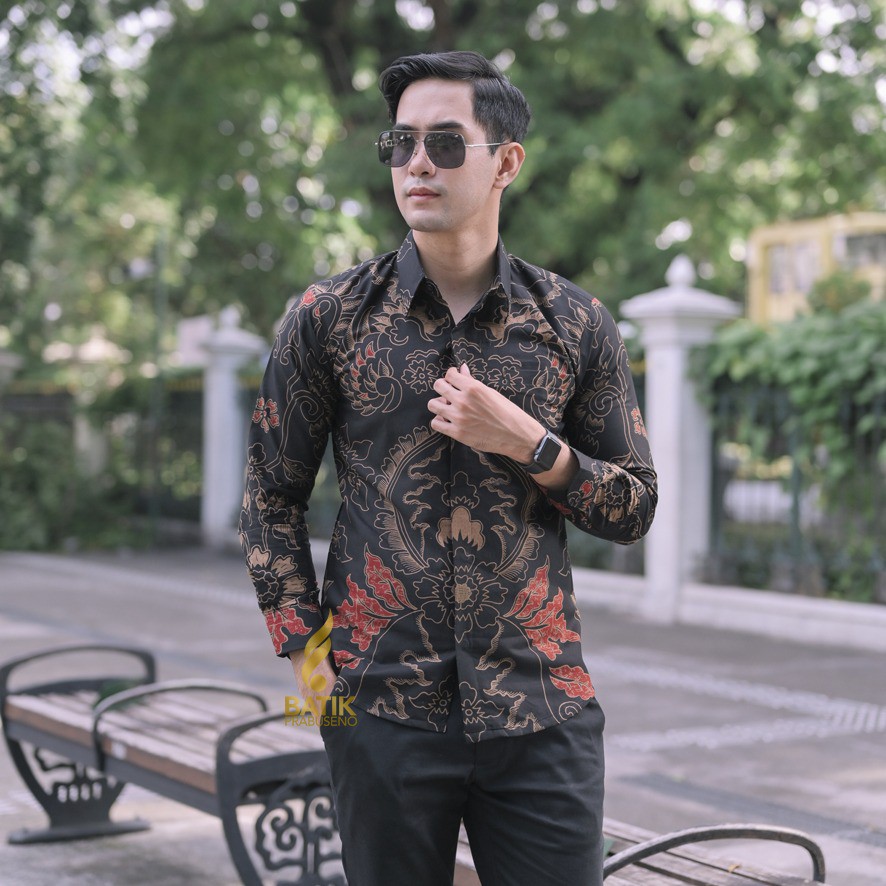 Baju Batik Pria MOTIV PRABOWO Baju Batik Pria Lengan Panjang Slimfit Batik Premium Batik Solo