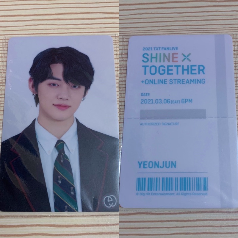 YEONJUN TXT CARD TICKET FANLIVE SHINE X TOGETHER