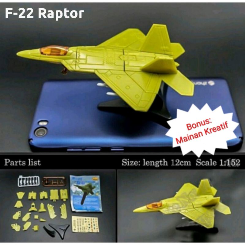 Model Kit Pesawat F-22 Raptor Puzzle Rakit Miniatur Puzzle 3D