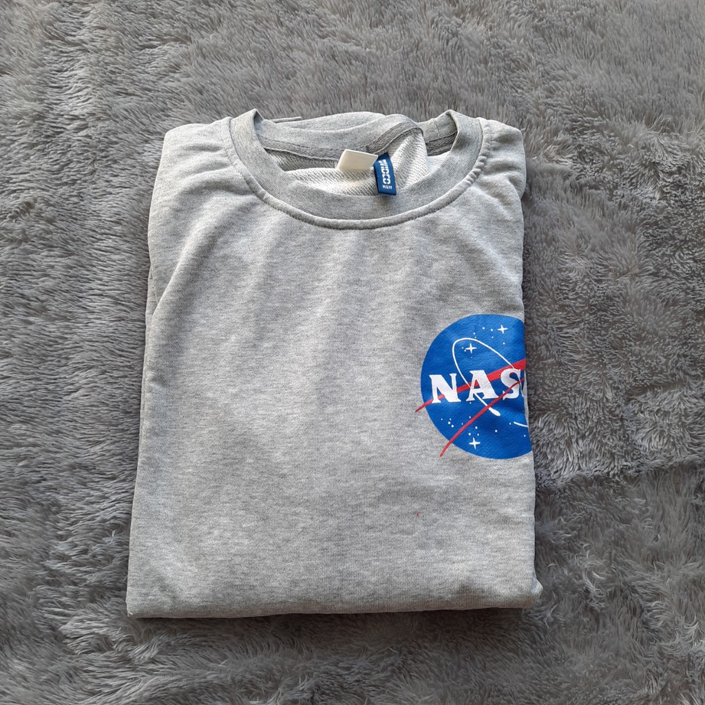 H&amp;M Crewneck NASA Grey Side Logo / Sweater Crewneck HnM Original