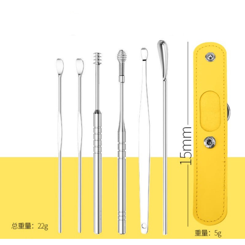 ALAT PEMBERSIH TELINGA KOREK KUPING EAR WAX PICKER 1 SET 6 PCS