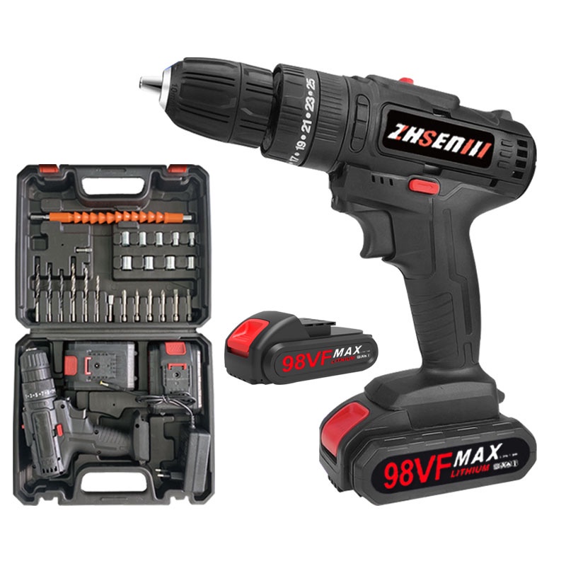 COD】Bor Baterai / Bor dampak / Mesin Bor Cordless / Bor Listrik / Beton Besi Kayu Full 98Vf Set Pilihan Bor Tanpa Kabel Bor Listrik Bor Tanpa kabel Set Lengkap Mata Bor Cordless Drill Full Set Of Drill Bits Popular Model