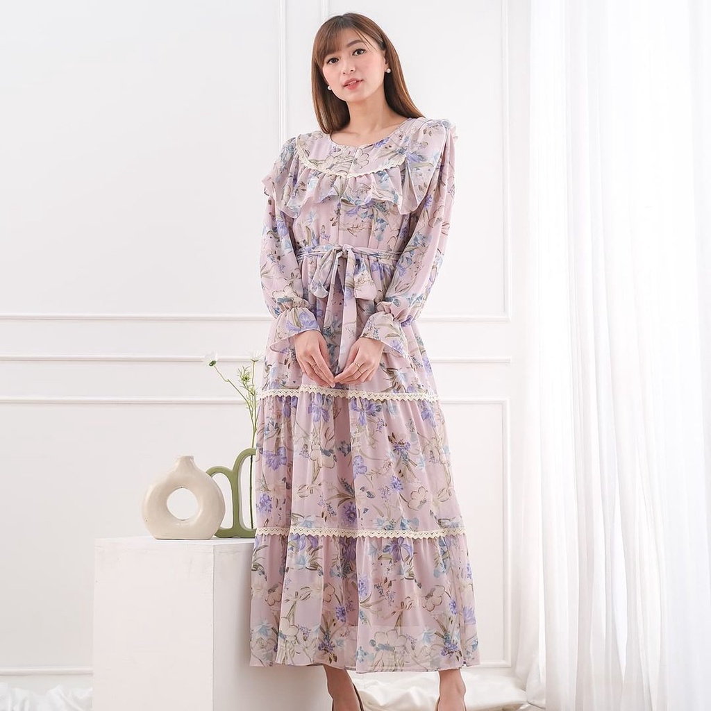 Gamis Ceruty Korea - Part 1  Seruty Dress Muslim Maxi Full Furing