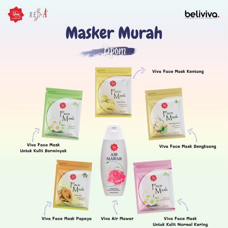 Paket Masker Wajah Face Mask Viva Air Mawar 100 ml