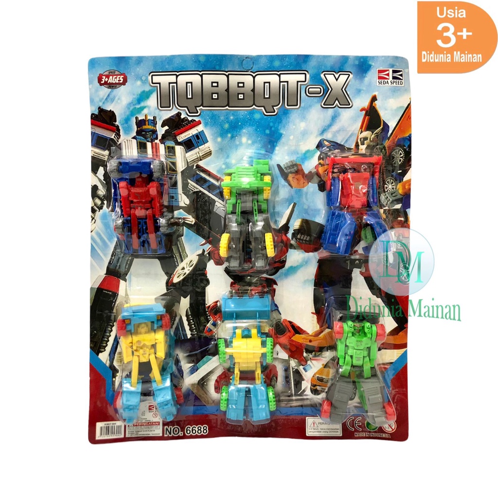 Mainan edukasi mobil robot tobott set x 6 pcs berubah bentuk