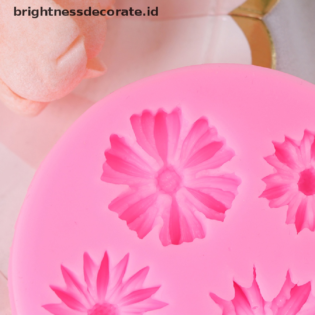 Cetakan Adonan Kue Fondant Desain Sunflower Petals 3d Bahan Silikon