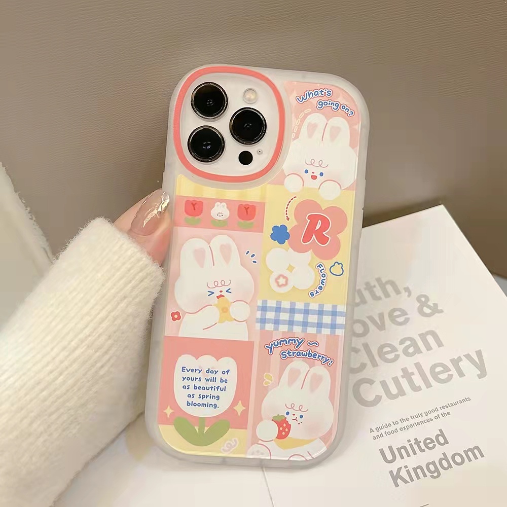 Casing Soft Case TPU Motif Kelinci Untuk iPhone 13 / 13pro / 13prm / 11 / 7Plus / 8Plus / Xr / XS / 13 / 12pro Max