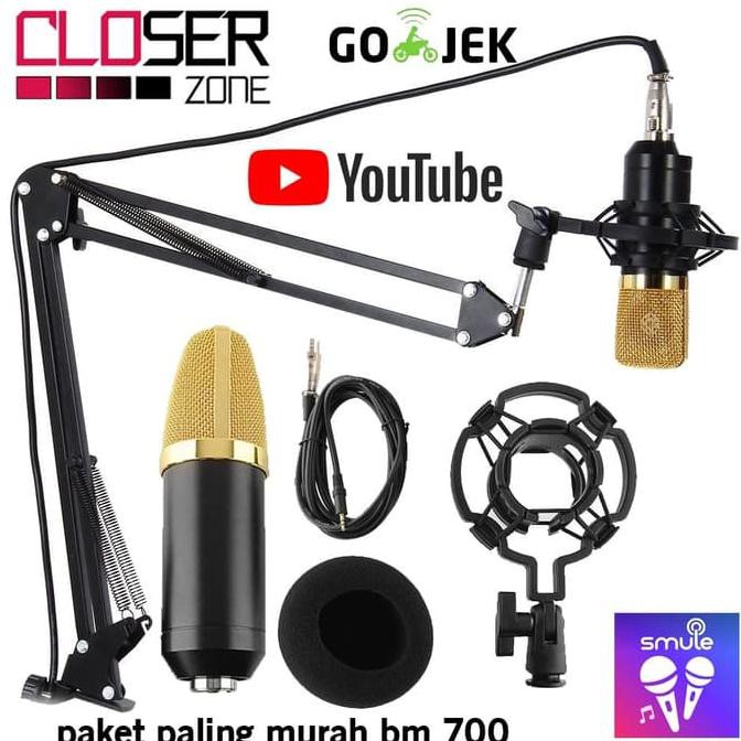 Paket recording smule mic condenser BM700 Original TAFFWARE Full Set - paket 1