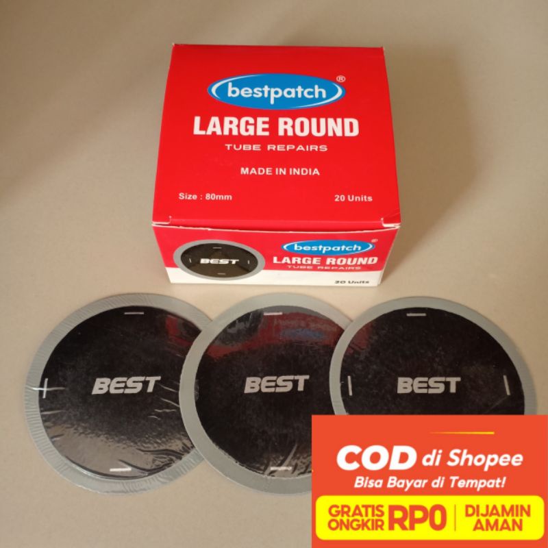 Bestpatch Large Round 80mm Per Pcs / Biji / Lembar - Karet Tambal Ban Dalam - Best - Bestpatch