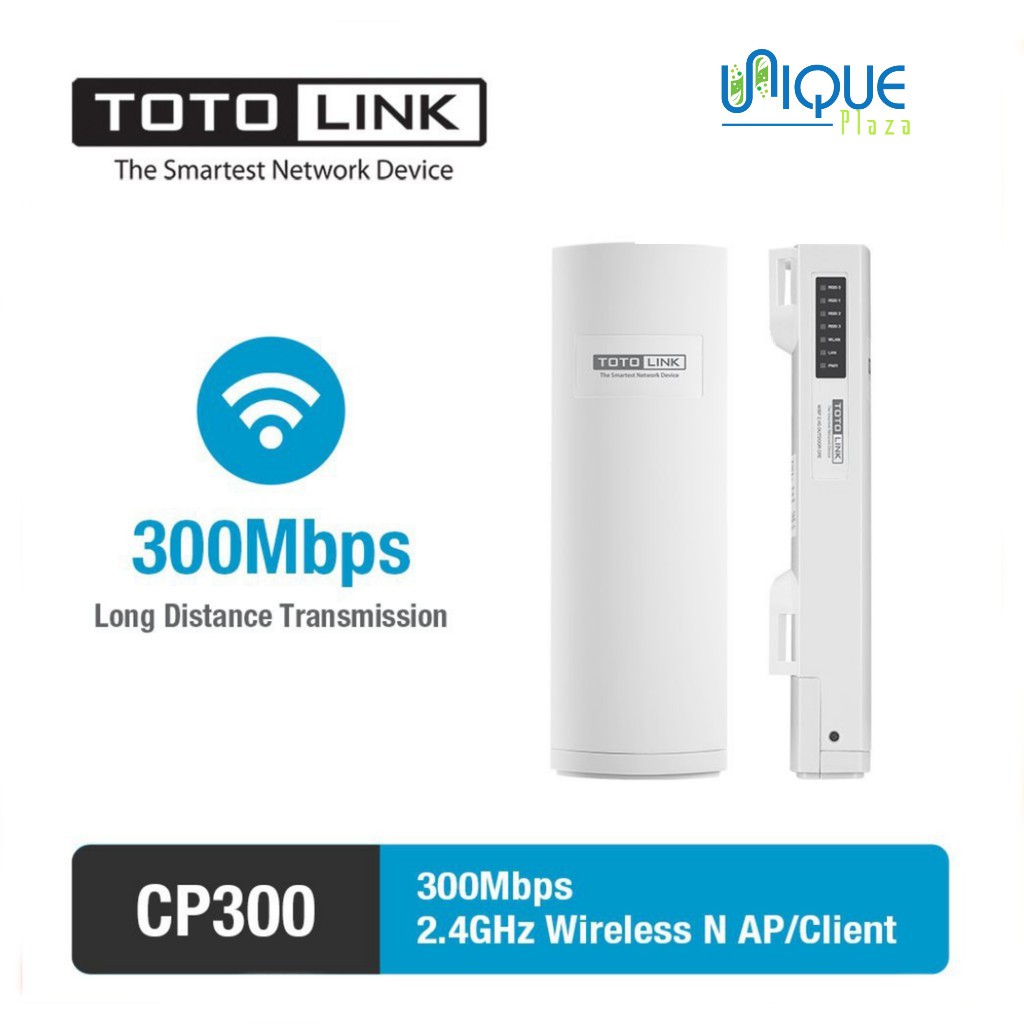 TOTOLINK CP300 : 2.4Ghz OUTDOOR CPE PTP 5KM 300Mbps MIMO