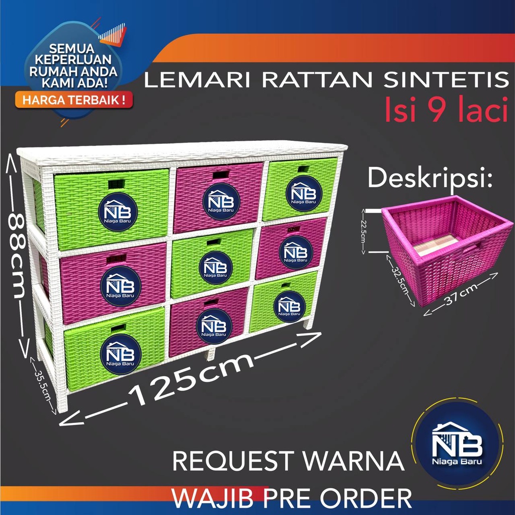 LEMARI LACI ROTAN SINTETIS 9 LACI (BOGOR-DEPOK)
