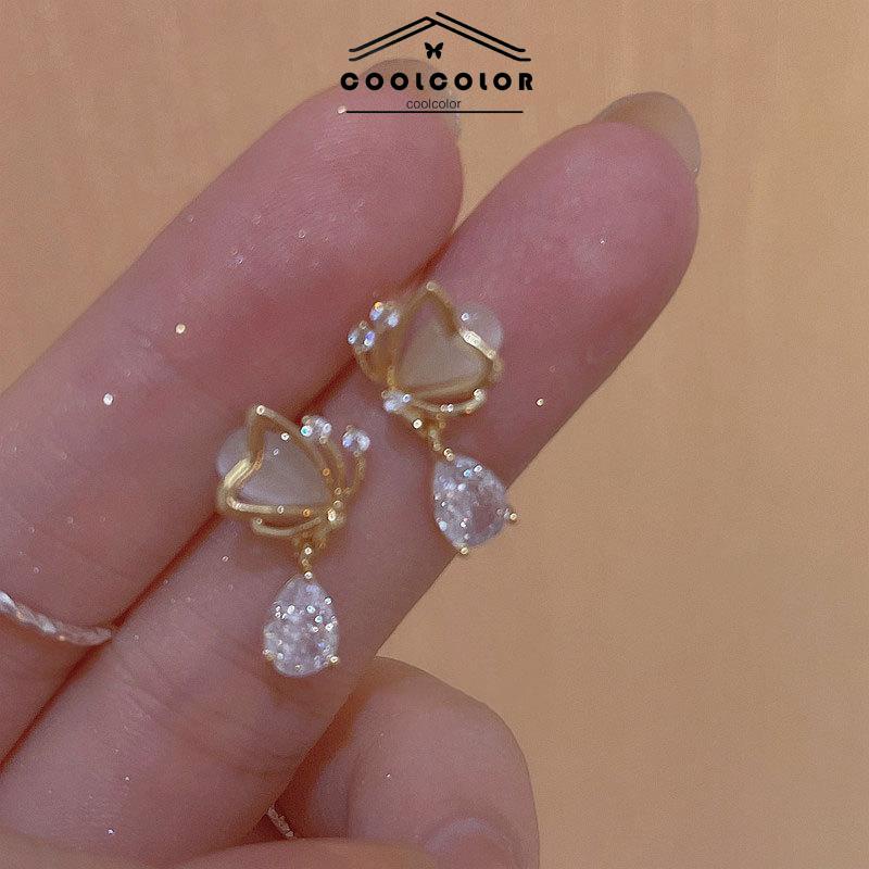 COD❤️Anting  tusuk S925 Zircon Warna Emas anti karat dan anti luntur Earrings panjang Dewasa Gaya Korea  Wanita Fashion Murah