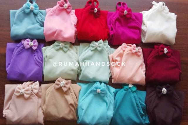 jual handsock tangan premium bahan jersey Handsock pearly bow / produsen handsock manset bandung