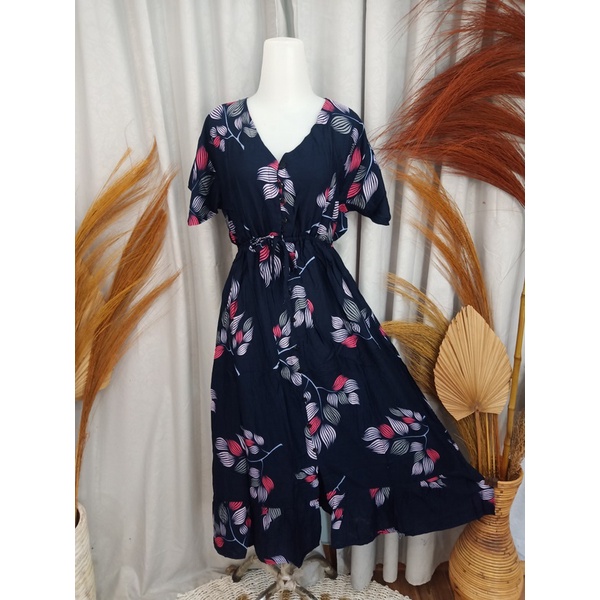 DASTER BALI SENORITA PANJANG BUSUI FRIENDLY-Daun Navy