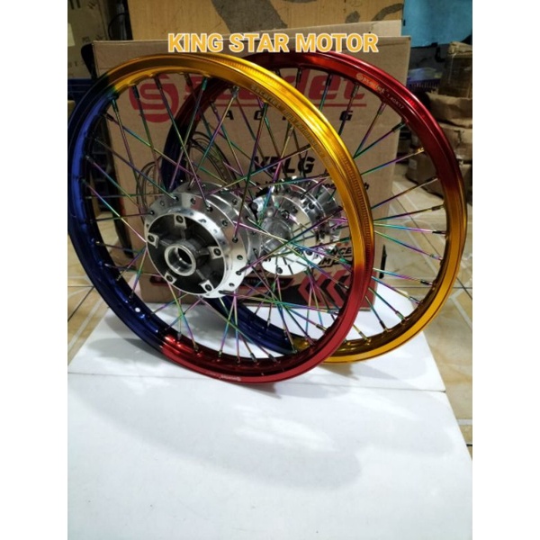 Scarlet - Satu Set Velg Ring 17 Buat Motor Vixion New Ukuran Depan 17X140, Ukuran Belakang 17X160, W