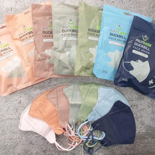 FILTCARE Masker DUCKBILL 10 Pcs 3PLY Medis Garis Model Sensi BFE 95% Surgical Mask / Masker Duckbill Emboss Warna Pastel / TS-13