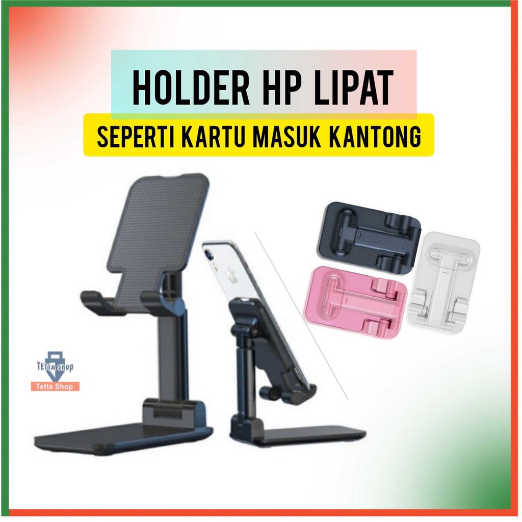 Stand Holder HP Lipat di Meja Gampang Disimpan Karena Bisa Dilipat dan Masuk Kantong atau Saku I Multifungsi I Standit Penyangga HP I Flip Universal Folding I Dekstop Stand Phone I Tablet Stand Handphone I Dudukan HP di Meja I Deks Metal For Android Ipad