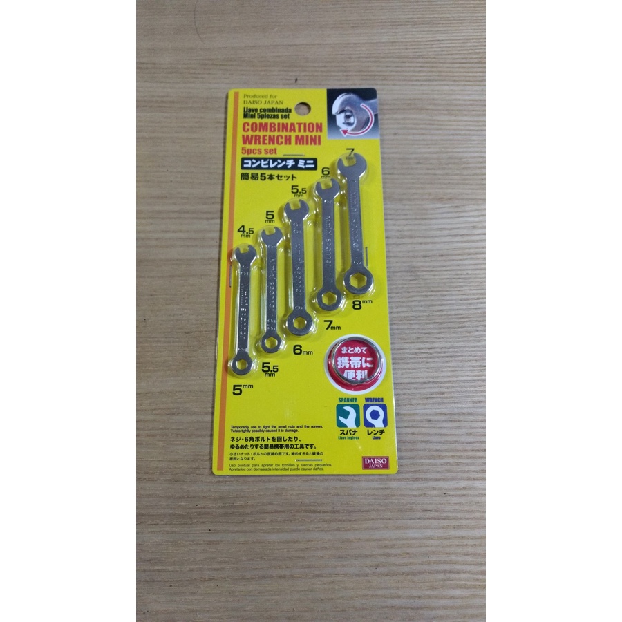 DAISO Combination wrench mini Kunci ring pas mini hex (set isi 5)