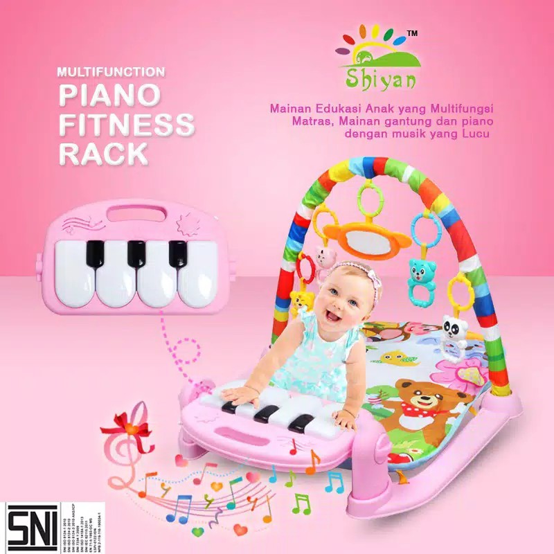 BBY GYM MUSICAL SET MUSIK BAYI MAINAN PIANO BERKARAKTER DAN RATTLES LUCU