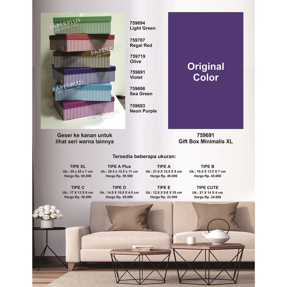 

Kotak kado/Kotak Hadiah/Gift Box Minimalis XL_Garis Spectra Violet