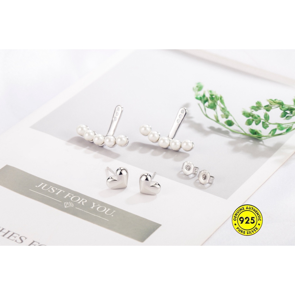 Anting Tusuk Silver S925 Anti Air / Karat Hias Mutiara Untuk Wanita U936