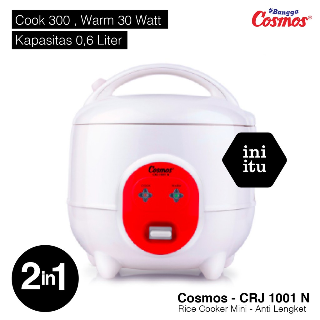 [ Cosmos ] Magicom / Rice Cooker Mini Cosmos 2 in 1 CRJ 1001N  - 0.6 Liter