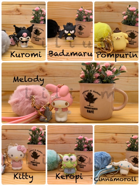 Gantungan kunci tas bagcharm keychain sanrio hello kitty melody pompom