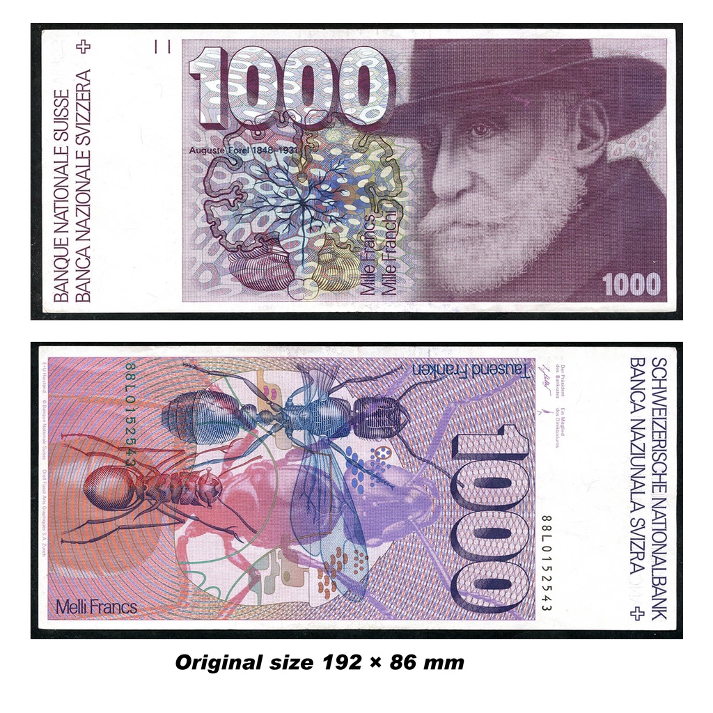 Uang Kuno Swiss, Switzerland 1000 Franken 1988 Souvenir replika repro