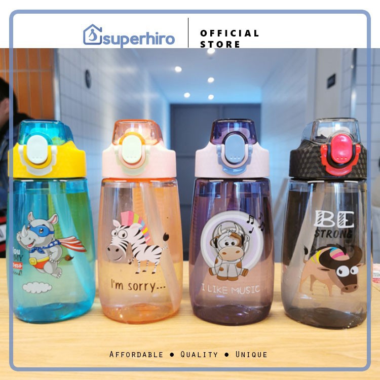 Botol Air Minum Anak Sedotan Motif Lucu Karakter Baby Kids Bottle