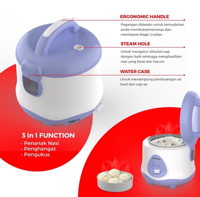 Maspion Rice Cooker Mini EX-0618 0.8 Liter Magic Com Penanak Nasi