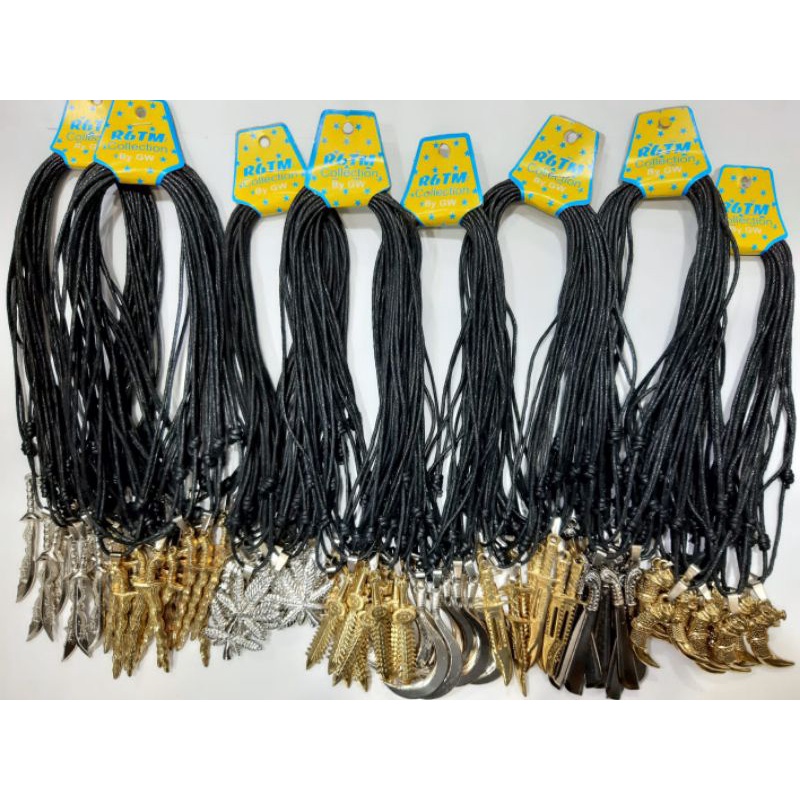 Kalung Liontin Metal Cor Tali 12buah Kulakan Grosir