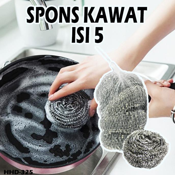 Spons Kawat isi 5pcs pembersih piring hilangkan lemak makanan - hhd-325