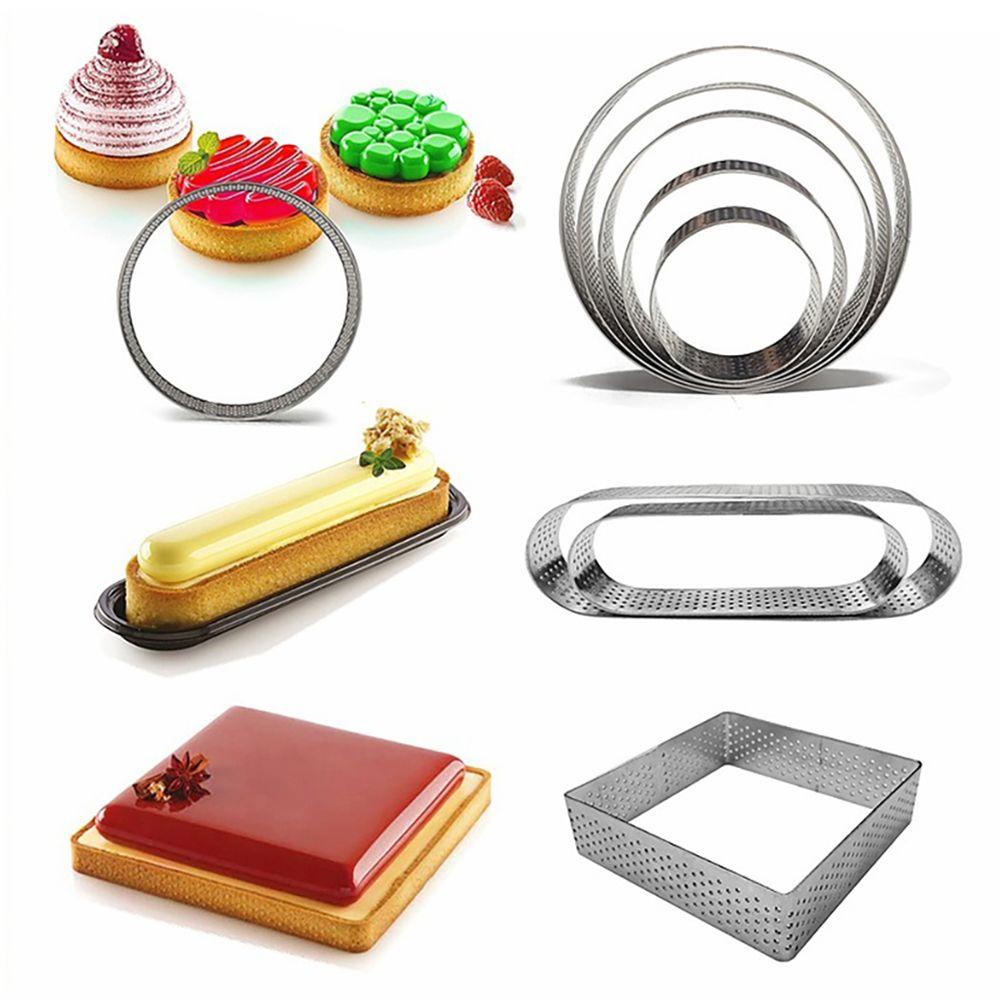 SOLIGHTER Bakeware Cake Mold Decorating Tool Circle Mould Tartlet Molds Stainless Steel DIY Perforated French Dessert Mousse Tart Ring