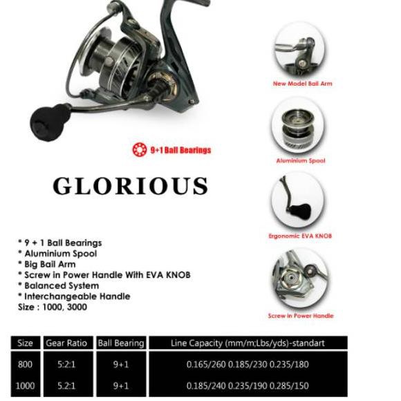 HOT SALE (hul-288) Reel pancing power handle hinomiya glorious 1000 3000 murah laris semarang