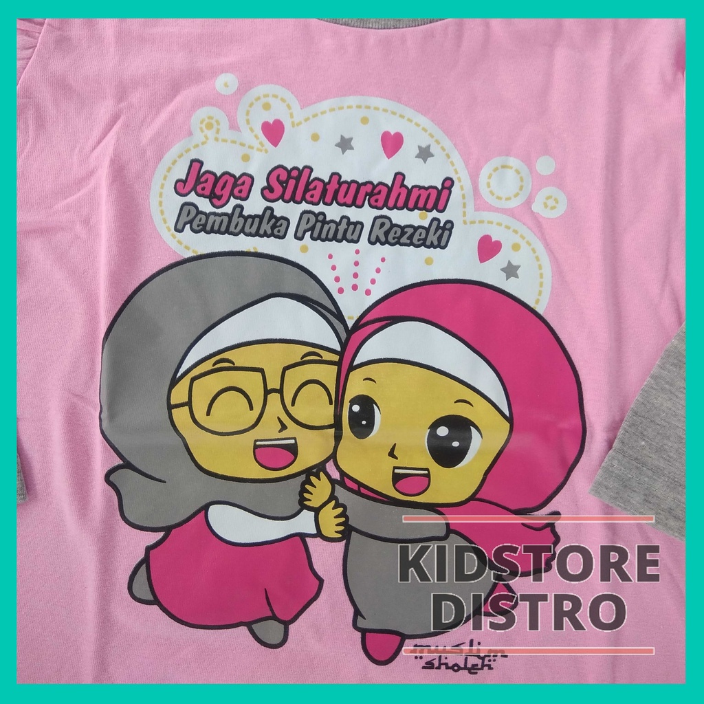 Baju Kaos Anak Perempuan Lengan Panjang Atasan Muslimah Motif Islami