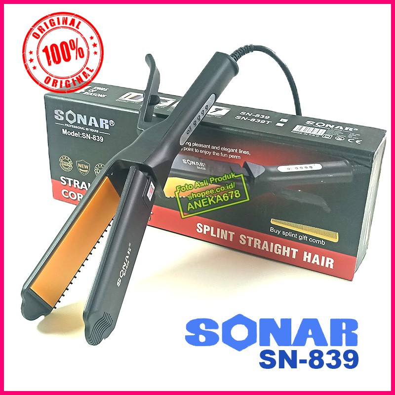 SONAR SN 839 ORIGINAL CATOKAN RAMBUT PLAT LEBAR ALAT CATOK LURUS ION KERAMIK
