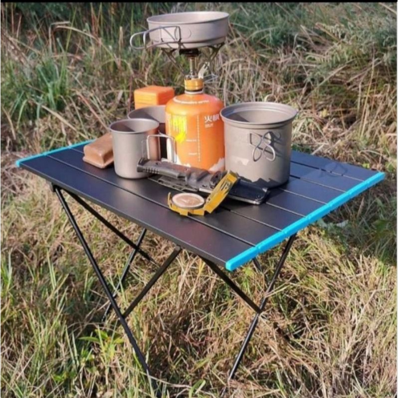 Meja Lipat Portable Camping Oudoor Piknik Foldable Bahan Aluminium / Aloy