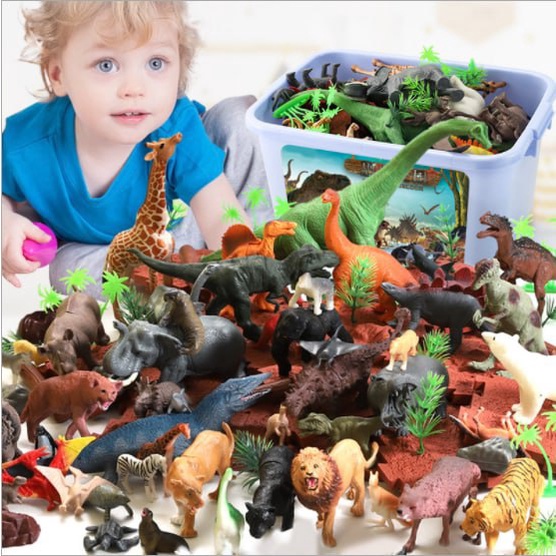Mainan Figurine Miniature Animals or Dinosaurs - animal 58 pcs / dino 44 pcs