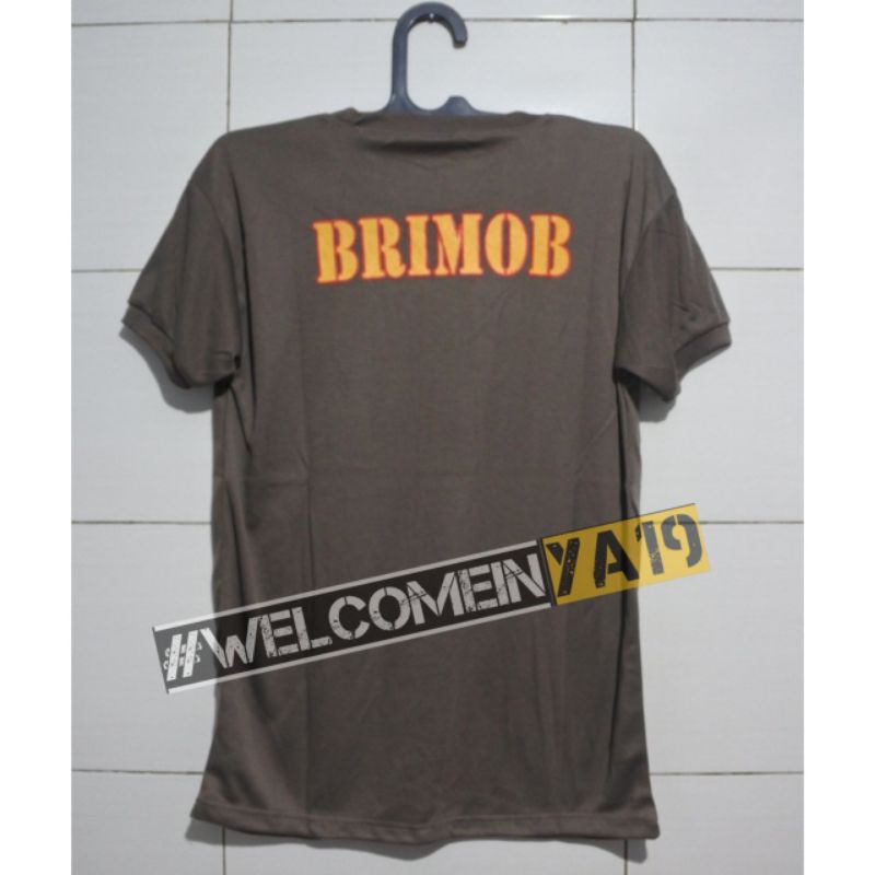 Kaos Lengan Pendek Brimob Coklat / Kaos Oblong Brimob Coklat Logo