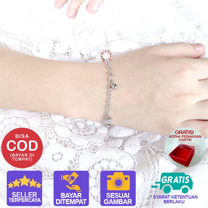 Lovelybutik Gelang Anak Titanium Asli Anti Karat BolA2 Gelang Tangan Anak Rantai Nori donat Ukuran 15 Cm BONUS KOTAK PERHIASAN