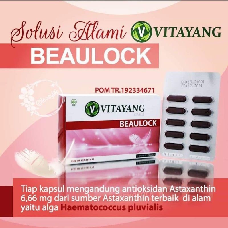 Vitayang Beaulok Astaxanthin Suplemen Kulit kecantikan Antioksidan Tinggi (6.000 X) Lebih Kuat Dari Vitamin C Original kk Indonesia