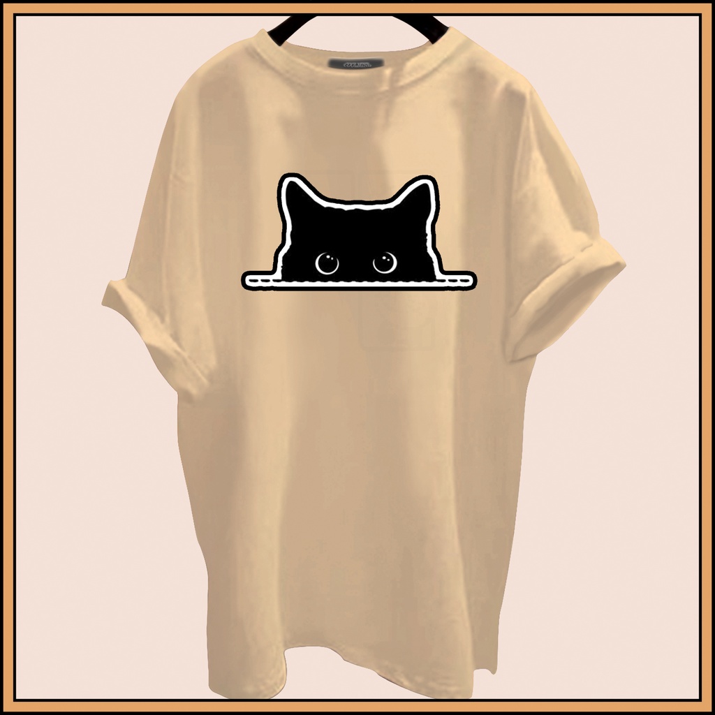 CALVIERO SHOP - BAJU KAOS ATASAN WANITA CAT BLACK PRINT
