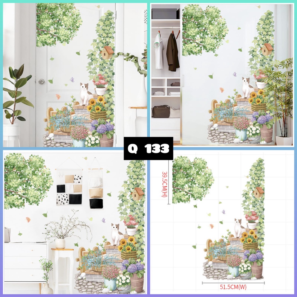 WALLSTIKER WALLSTIKER WALL STICKER STIKER PAPER WALLPAPER DINDING D3 MOTIF TANAMAN HIJAU DAUN POHON KAKTUS MONSTERA DEKORASI CAFE RUMAH PINTU JENDELA CERMIN KACA HIASAN KERAMIK KAMAR MANDI TOILET ANTI AIR WATERPROOF TEGEL KOMPOR KULKAS DAPUR 3D AESTHENTIC-Q133