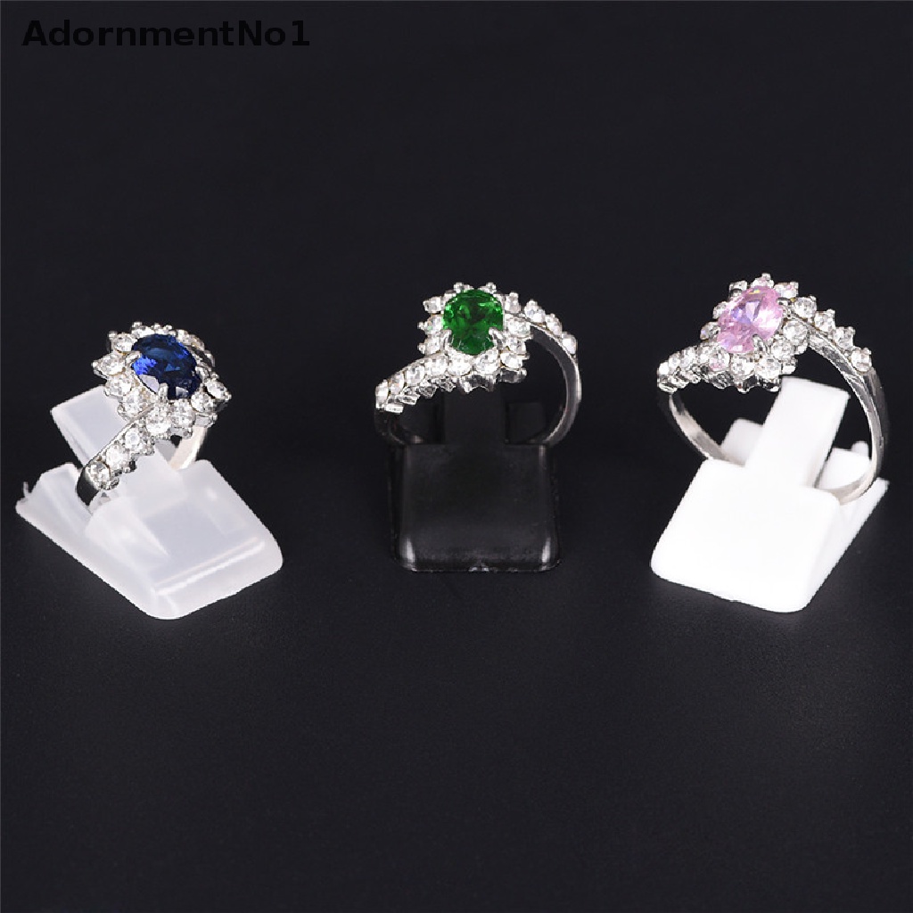 (AdornmentNo1) 10pcs / Set Stand Holder Display Cincin Bahan Plastik Frosted Untuk Dekorasi