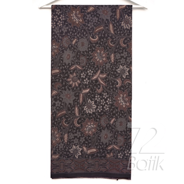 KAIN BATIK KATUN Premium Motif Kembang Warna Hitam Soft Black Item 729377 Cap 72 Jarik Jarit Samping Kebat Panjang Batik Katun Modern Premium Bahan Seragam Batik Pernikahan Kantor Keluarga Murah Kamen Jadi Batik Bali Lembaran