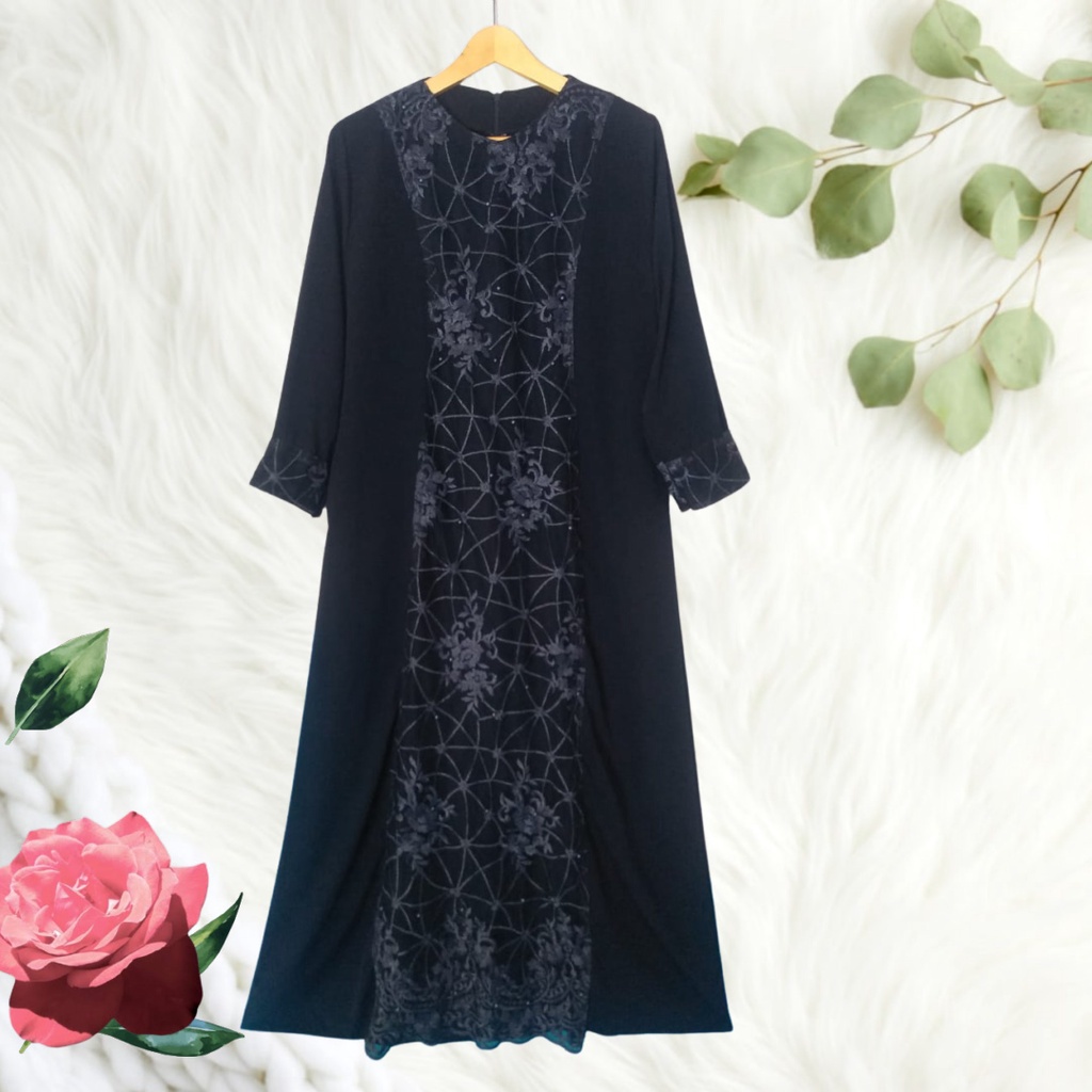 Jubah Akhwat Layer Motif Bunga By Qonita Collection